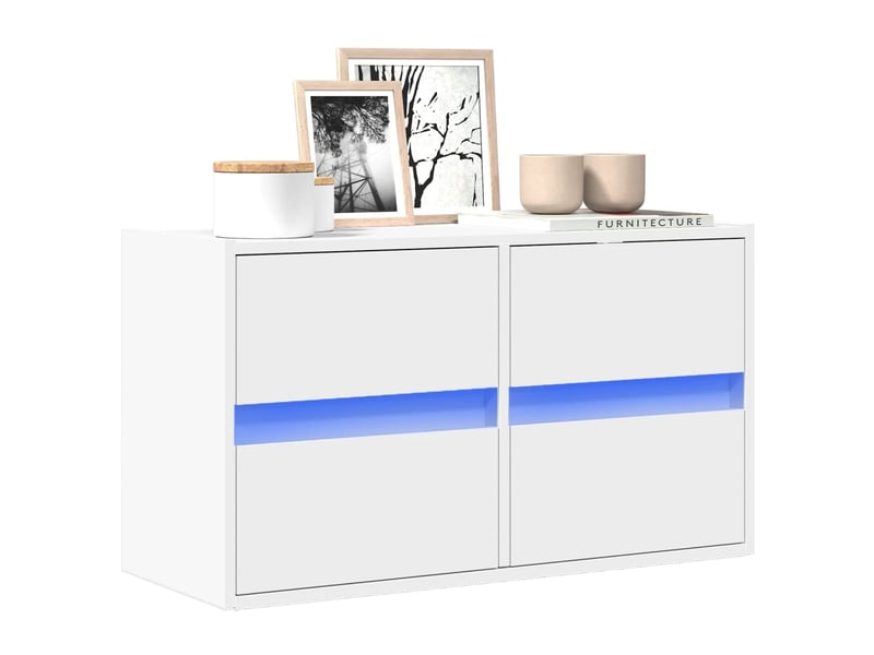  Meuble tv - banc tv - meuble de rangement mural avec lumières led blanc 80x31x45 cm  - Conforama B