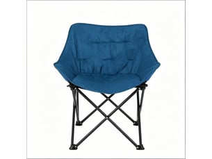 Chaise de camping pliante rembourrée en métal noir et bleu