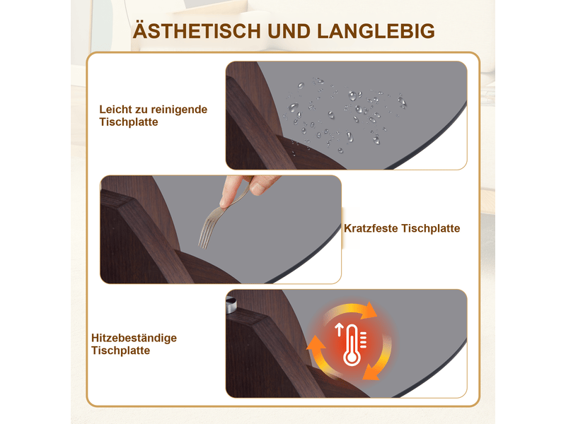  Table basse ronde avec rangement, verre trempé gris et structure effet noyer  - Conforama E