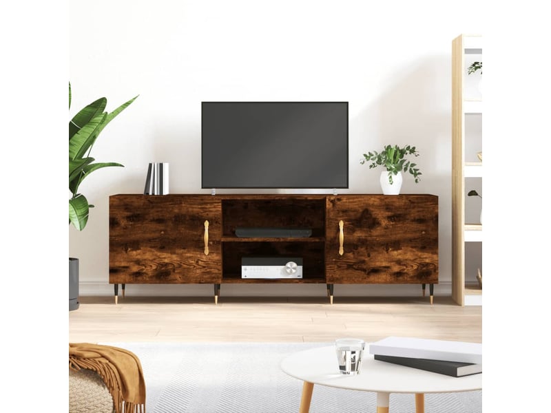  Meuble tv moderne, banc tv chêne fumé 150x30x50 cm bois d'ingénierie  - Conforama B