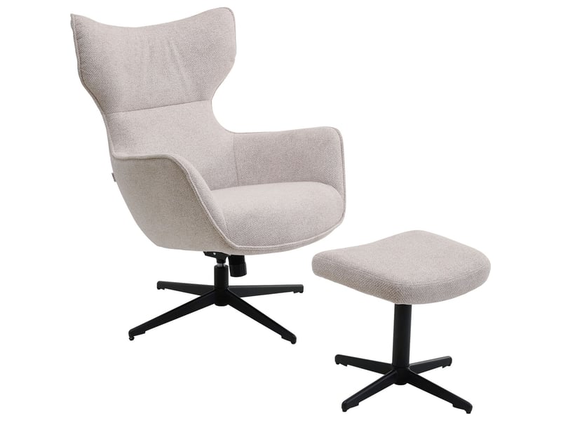  fauteuil pivotant et repose-pieds jules beige kare design  - Conforama A