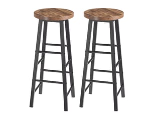 Tabourets de bar lot de 2 style industriel avec repose-pieds et patins de protection en mdf et métal noir vintage
