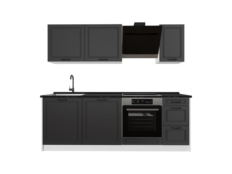  Vicco cuisine, anthracite campagneblanc, 220cm plan de travail anthracite  - Conforama A