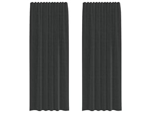 Lot de 2 rideaux en voile, voilages avec passe-tringles noir cf44476