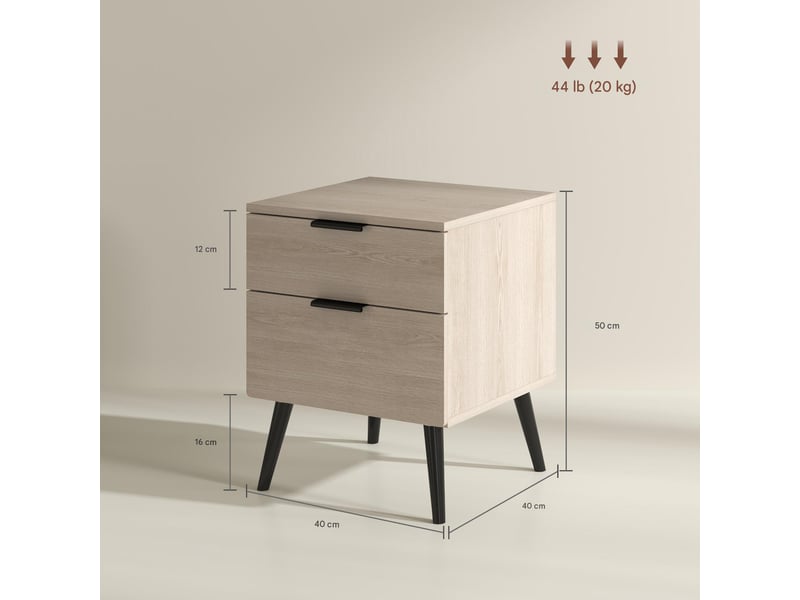  Lot de 2 tables de chevet avec tiroirs coloris chêne 40 x 40 x 50 cm  - Conforama C