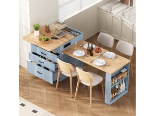 Table extensible avec rangements, led et charge usb type-c pour cuisine et salle à manger, 125,5 × 71 × 93 cm