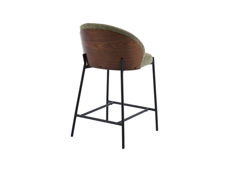 Lot de 2 tabourets de bar bois de peuplier teinté noyer. Acier noir et tissu texturé kaki - paul  - Conforama C