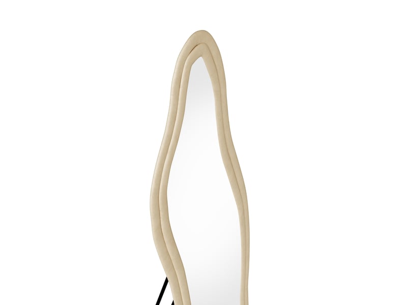  Miroir sur pied - 160 x 50 cm - jaune - miroir asymétrique grand format design dauphin, cadre en veloursflanelle, style artistique et romantique  - Conforama A