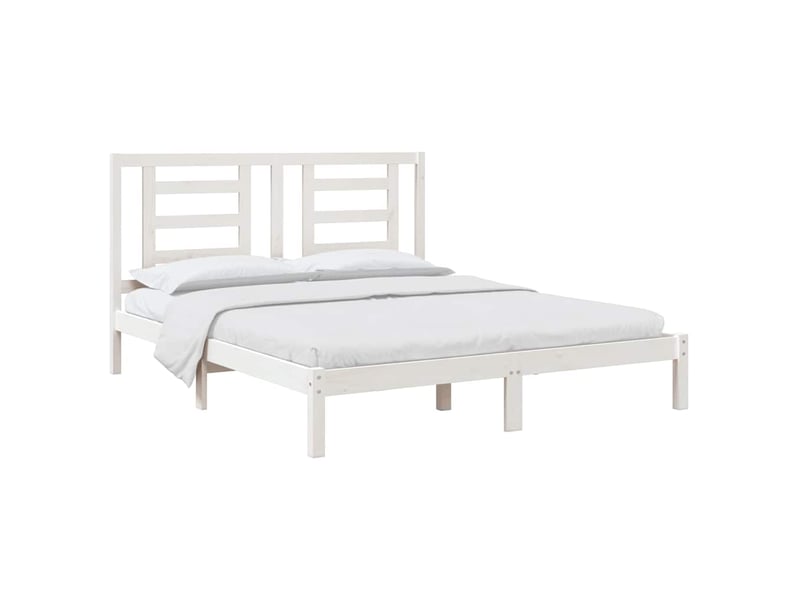  Lit double- lit adulte -  cadre de lit sans matelas blanc 160x200 cm bois de pin massif  - Conforama B