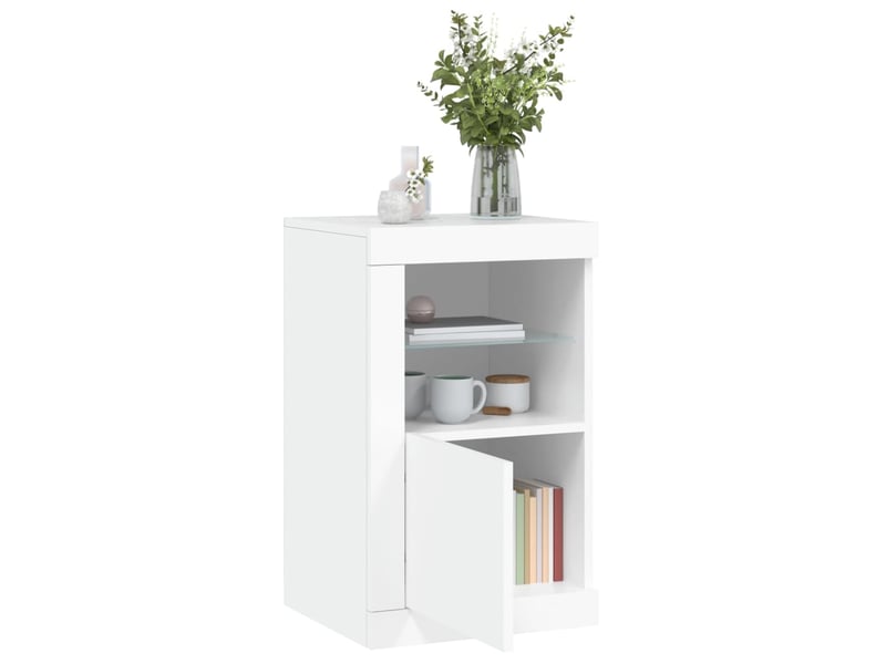 Armoires latérales éclairage led 2 pcs blanc bois d'ingénierie - Conforama D
