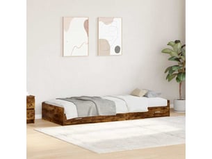 Lit adulte, lit simple, cadre de lit chêne fumé 80x200cm bois d'ingénierie cf6010