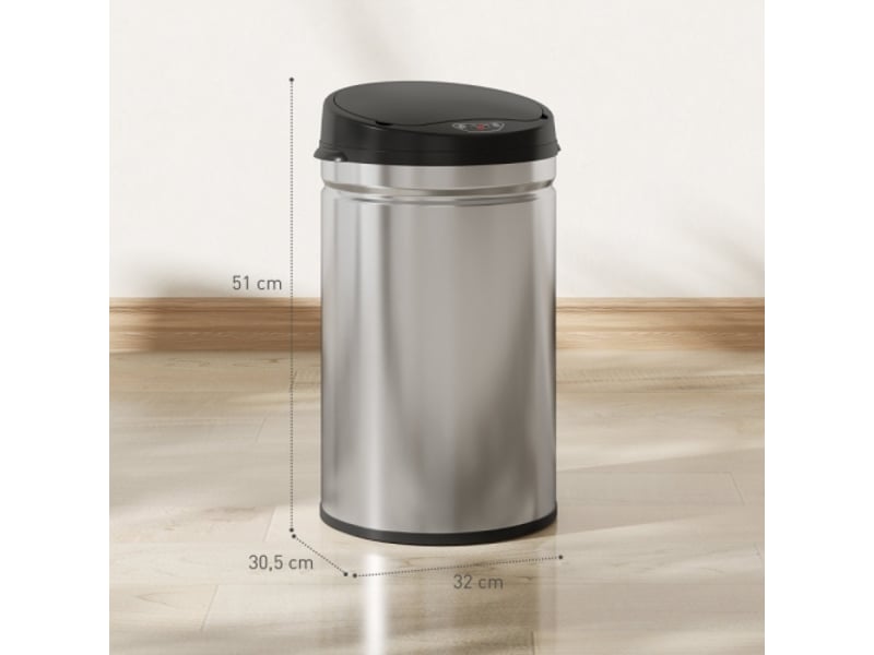  Poubelle à capteur 30 l en inox, sans contact, fermeture douce, pour cuisine hygiénique  - Conforama C