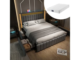 Lit avec rangement 160x200 cm <strong>SWEIKO</strong>  <strong></strong> coloris gris