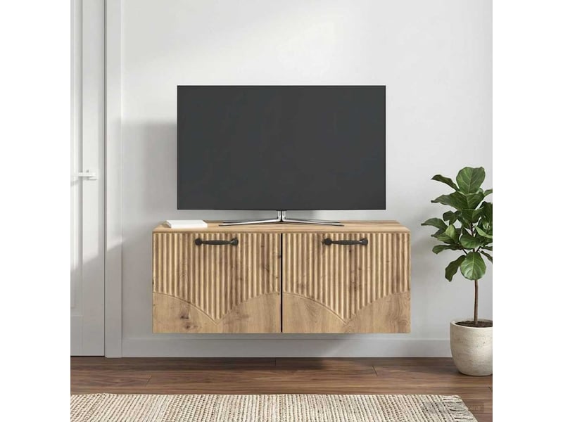  Meuble tv - banc tv - meuble de rangement mural 78,5 x 41 x 30 cm chêne artisanal  - Conforama B