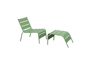Fauteuil relax de jardin en métal avec repose pieds vert - baca