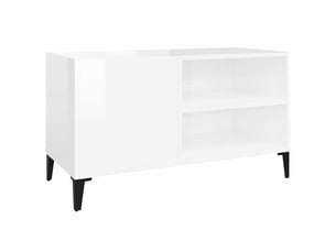 Armoire à disques, armoire de rangement blanc brillant 84,5x38x48cm bois d'ingénierie