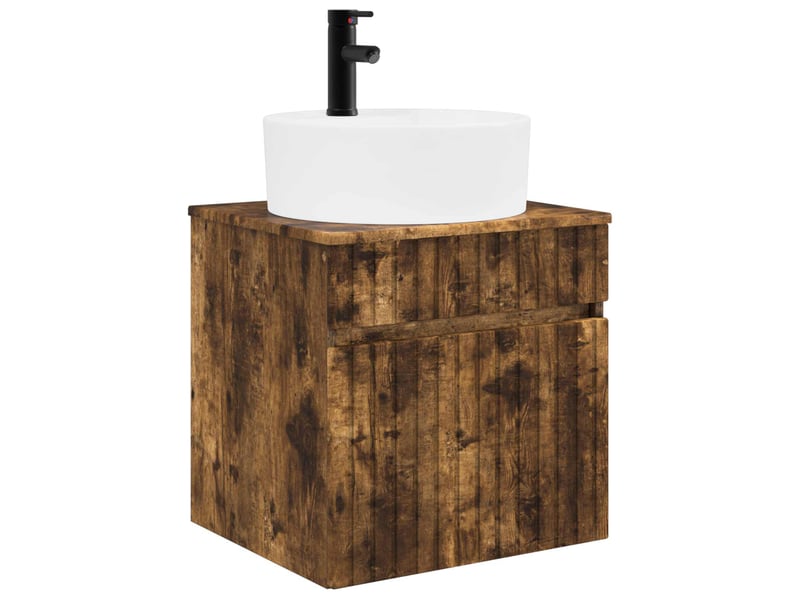  Vidaxl ensemble d'armoire de salle de bain 5 pcs chêne fumé  - Conforama E
