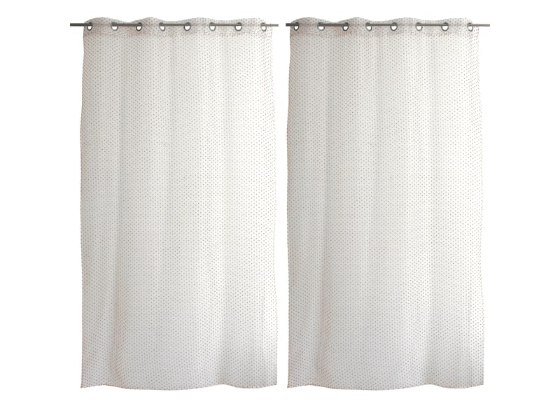  Voilages fenêtres, à œillets, blanc et camel, 140x240cm, lot de 2, plumetis, collection lolita, cmadeco - blanc LOT2-H70807BCCAV140240 - Conforama A