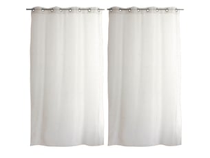 Voilages fenêtres, à œillets, blanc et camel, 140x240cm, lot de 2, plumetis, collection lolita, cmadeco - blanc