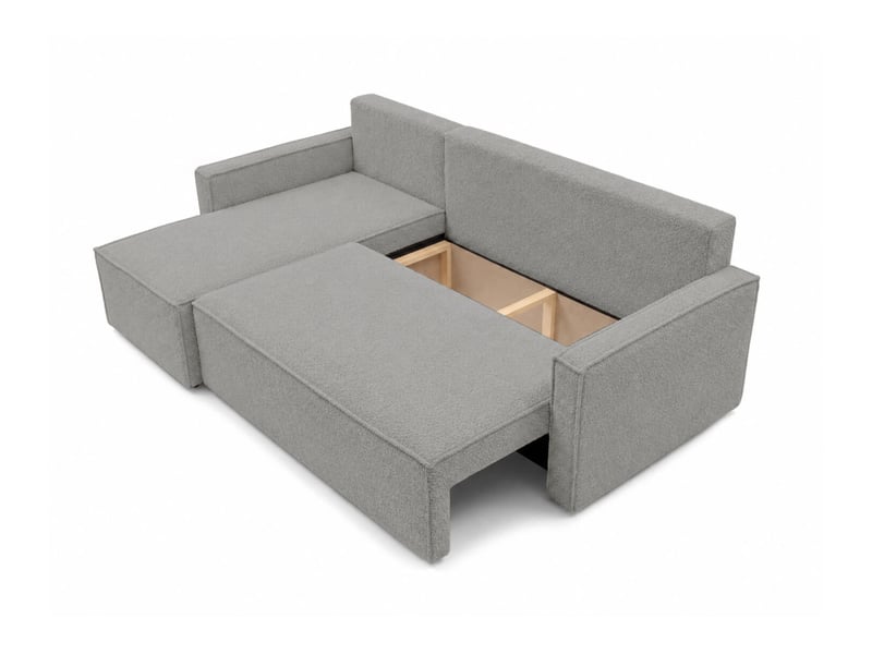 Farah - canapé d'angle reversible convertible 4 places accoudoirs slim en bouclettes texturées - Conforama D