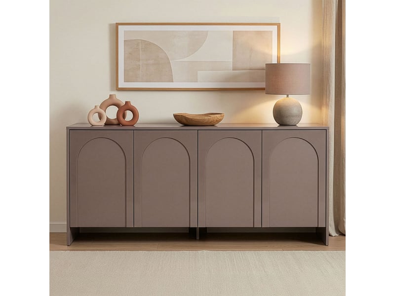  Console tv moderne arlen avec portes et étagères design contemporain - gris tourterelle  - Conforama B