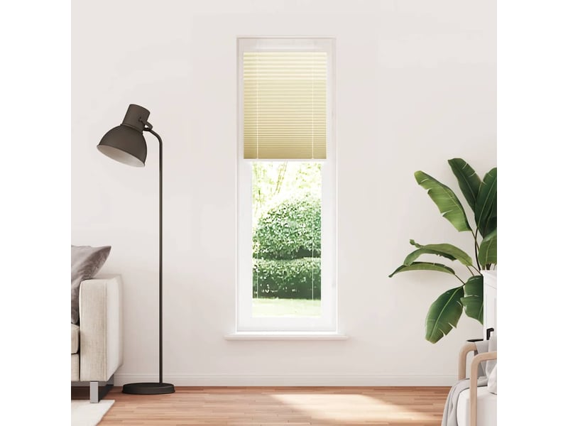  Store plissé, store de fenêtre crème 65x200 cm largeur du tissu 64,4 cm polyester cf46849  - Conforama A