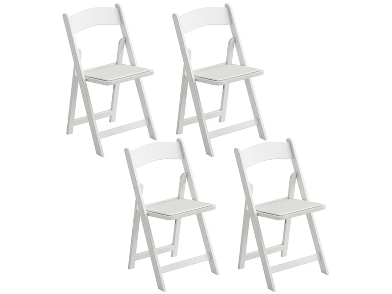 Lot de 4 chaises pliantes en résine et pu, chaises pliantes portables pour intérieur et extérieur, blanc, 45x44x78cm  - Conforama B