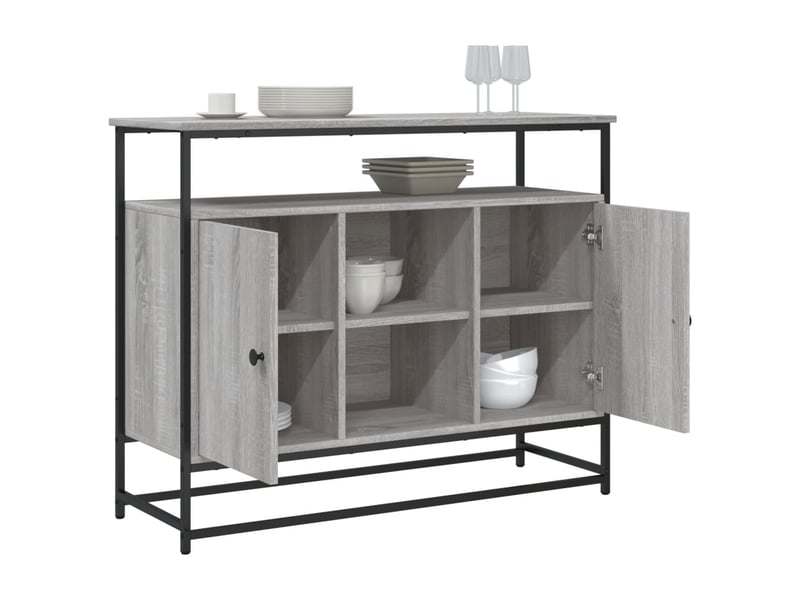  Buffet - bahut - meuble de rangement sonoma gris 100x35x80 cm bois d'ingénierie  - Conforama D