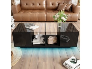 Table basse rectangulaire coloris noir MEUBLIV - 50 cmx120 cm