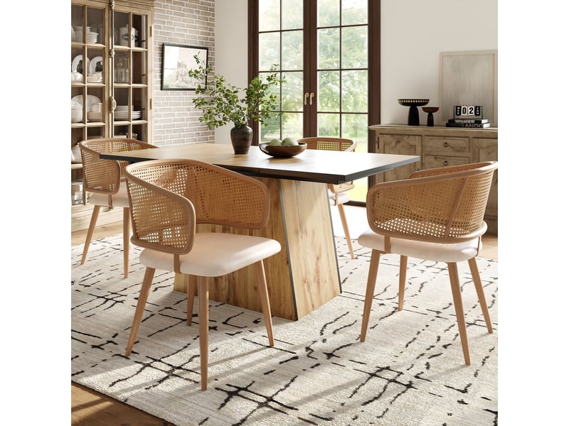  Lot de 2 chaises de salle à manger, 47x51x79 cm, beige et brun  - Conforama D