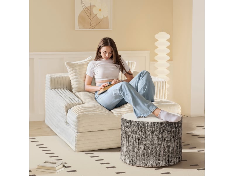  Vercart pouf gris motif tronc d’arbre - 40x48x60 cm  - Conforama D