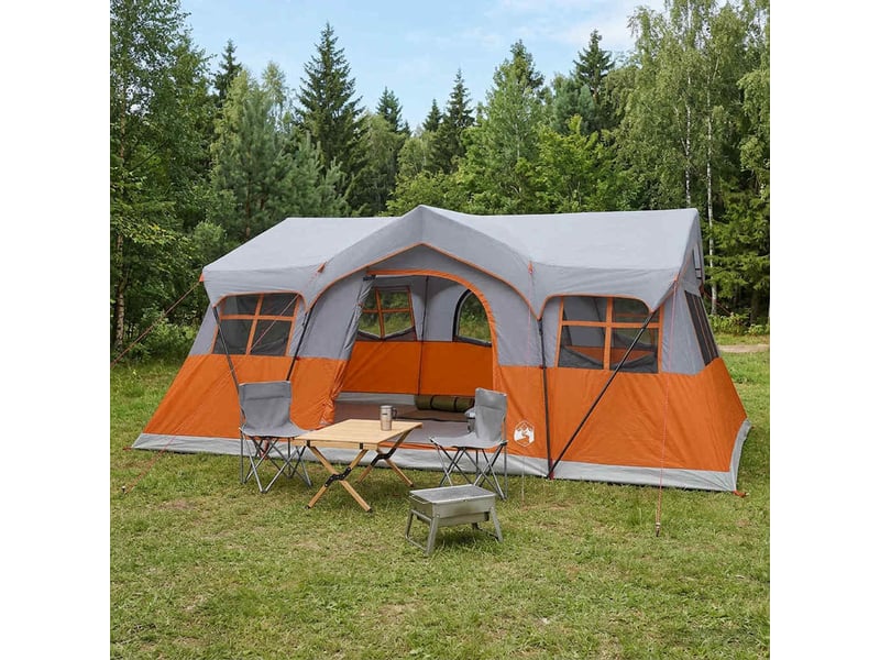  Tente de camping, tente familiale gris et orange 10 personnes polyester et acier  - Conforama B