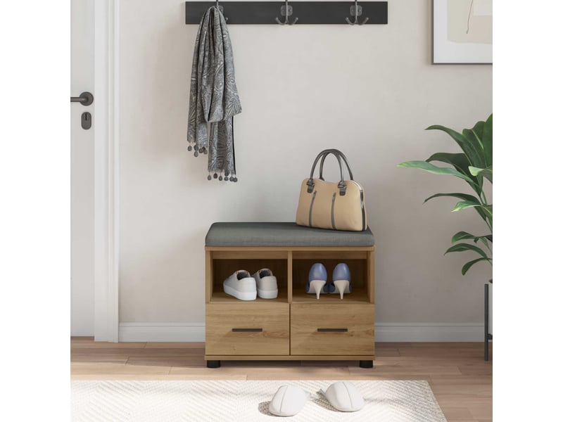  Banc d'entrée, banc interieur chêne artisanal 60x38x46 cm shl13683  - Conforama D