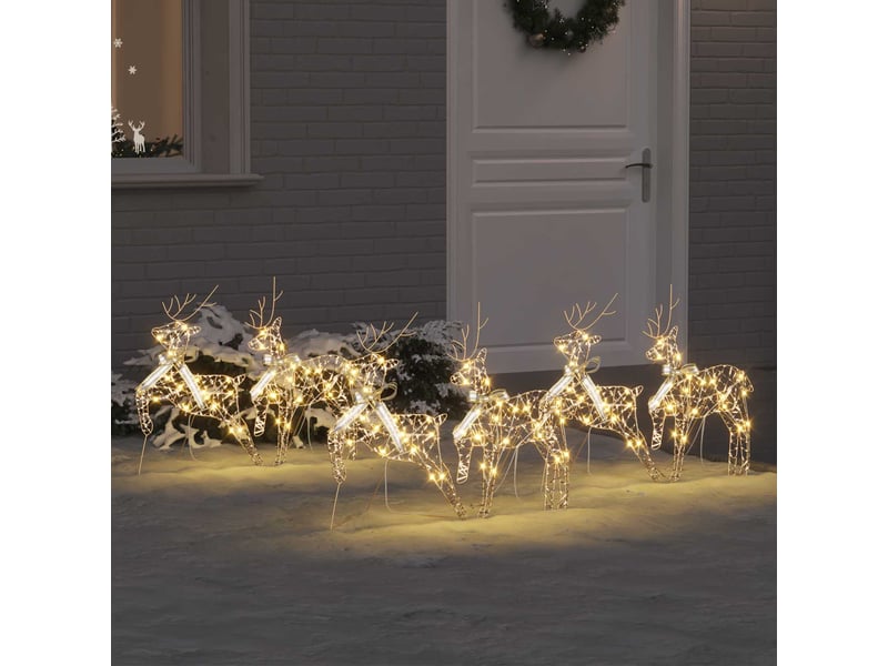 Lot de 6 rennes led, éclairage de noël, décoration de noël 180 led doré 44 x 18 x 65,5 cm pet cf62092 - Conforama B