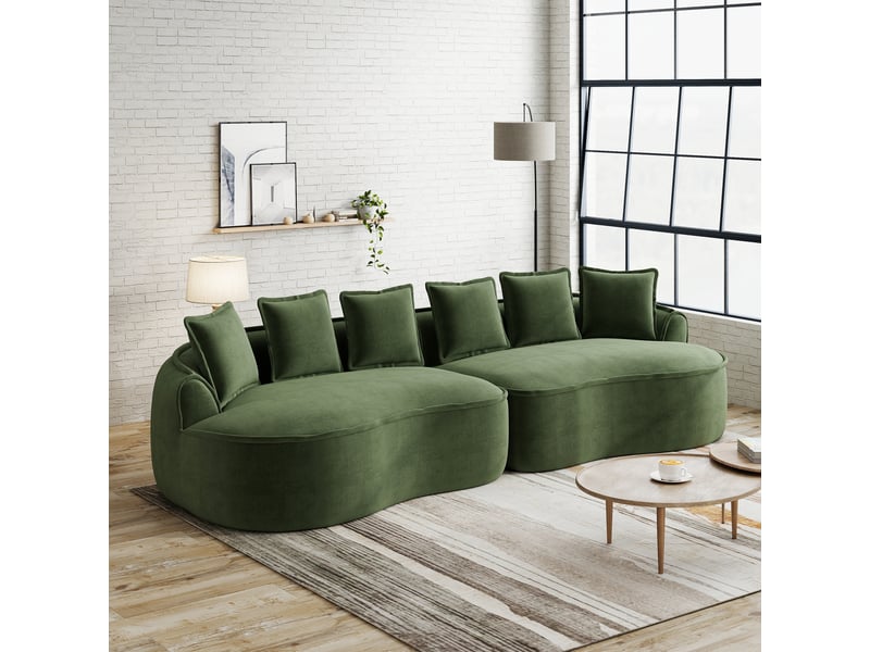  Canapé modulable - 320x114x67 cm - tissu chenille - assise profonde - mobilier de salon - assise confortable - moderne - vert CozyNest - Conforama C