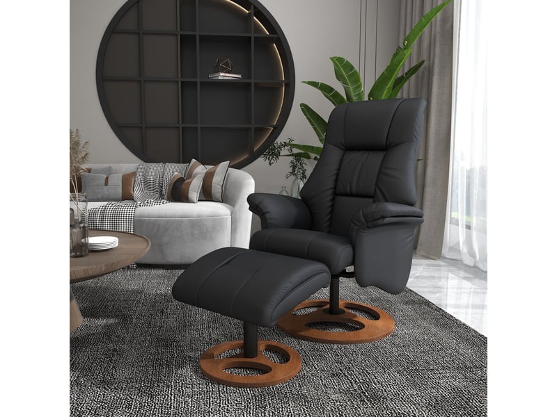  Fauteuil inclinable avec repose-pieds, dossier réglable, 77 cm x 89 cm x 110 cm, noir  - Conforama C