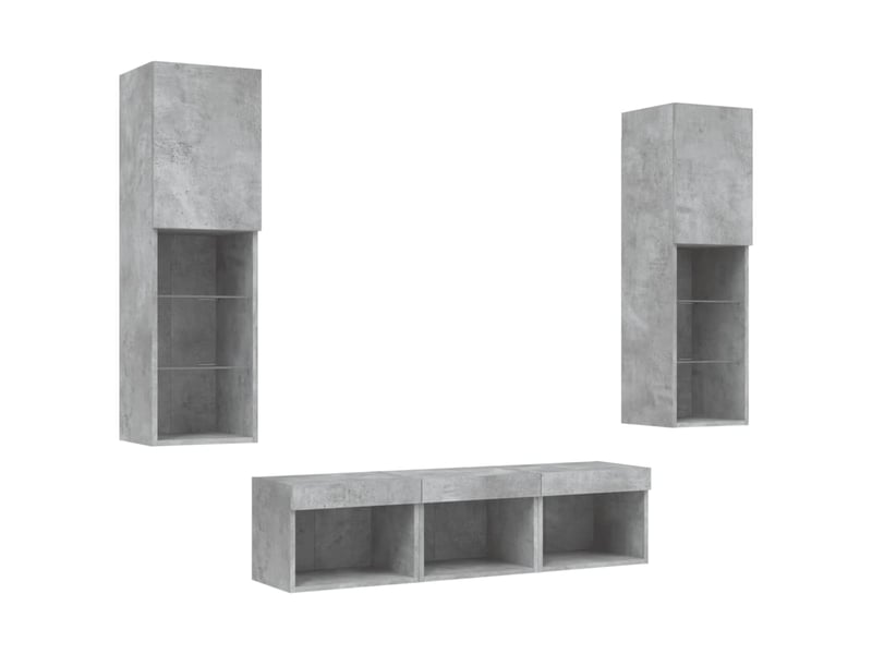  Unités murales tv avec led 5 pcs gris béton bois d'ingénierie shl35907  - Conforama E