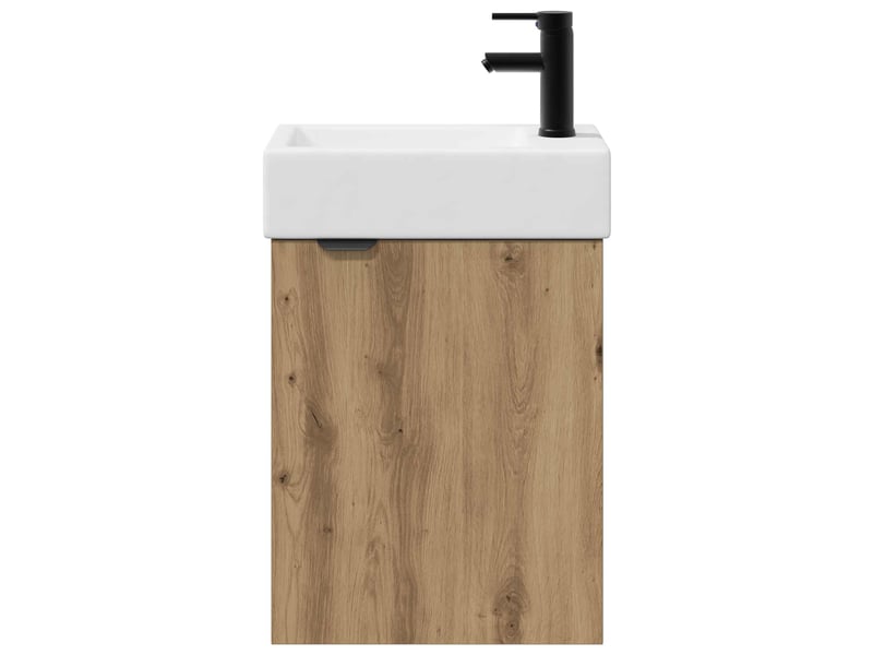  Meuble de rangement salle de bain avec robinet chêne artisanal shl9705  - Conforama E