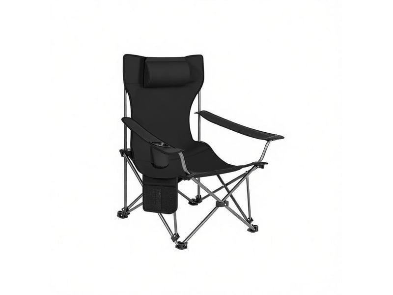 Fauteuil de camping pliant 115x84x88,5 cm – noir – dossier réglable, repose-pieds extensible et sac - Conforama A