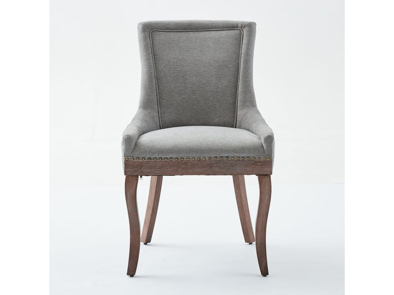  Lot de 2 chaises de salle à manger gris, tissu épais, pieds bois massif, clous décoratifs – conforama  - Conforama A