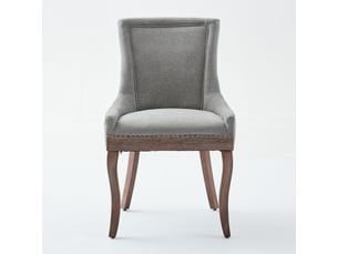 Lot de 2 chaises de salle à manger gris, tissu épais, pieds bois massif, clous décoratifs – conforama