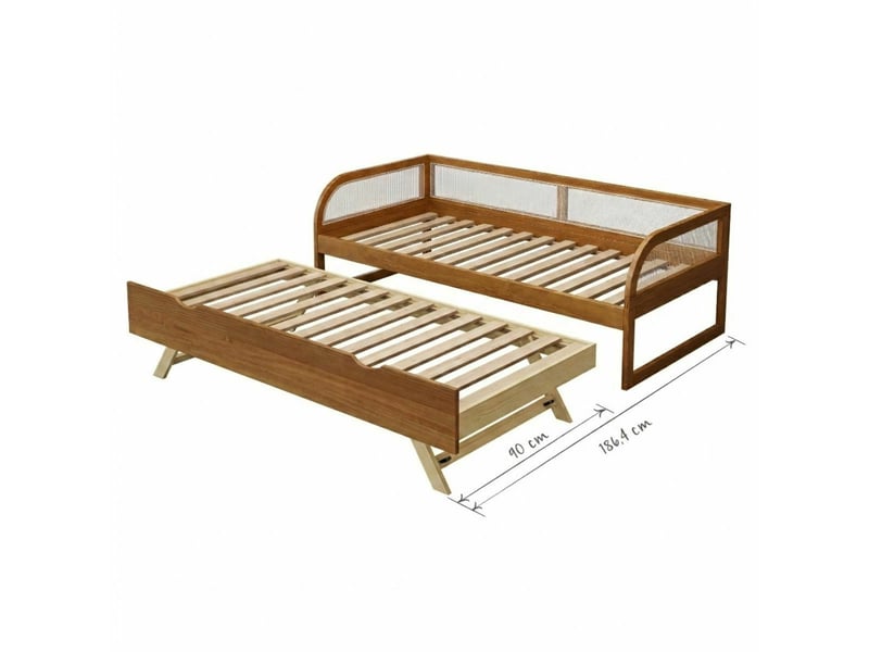  Pack lit enfant gigogne avec matelas 90x190 cm laya  noisette Laya - Conforama D