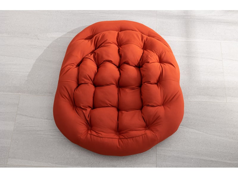 Fauteuil à bascule extérieur 78x106x90 cm – orange – résine tressée et coussin rembourré ergonomique - Conforama E