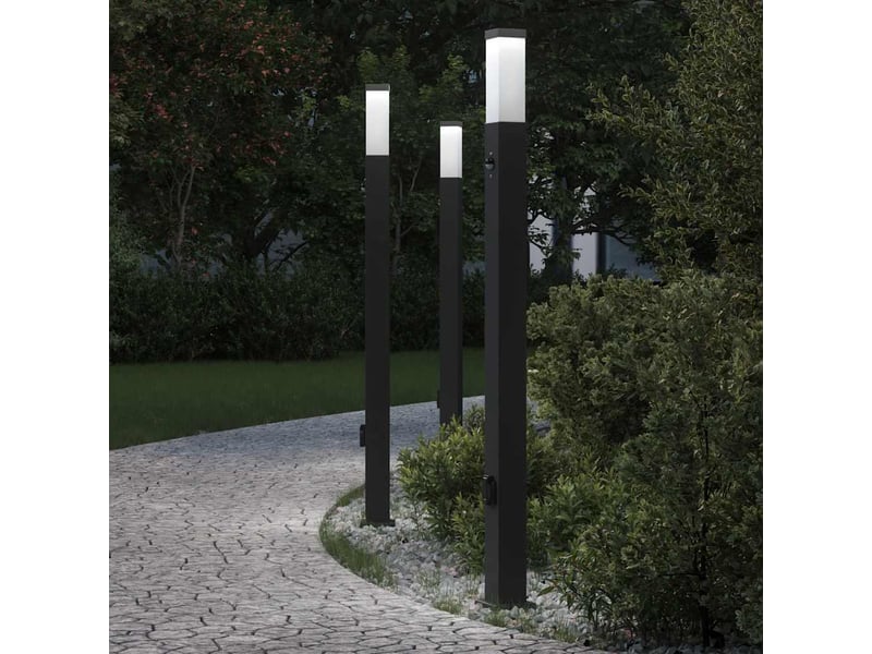 Lot de 3 borne lumineuse avec détecteur et prise 110 cm noir ip44 - Conforama B