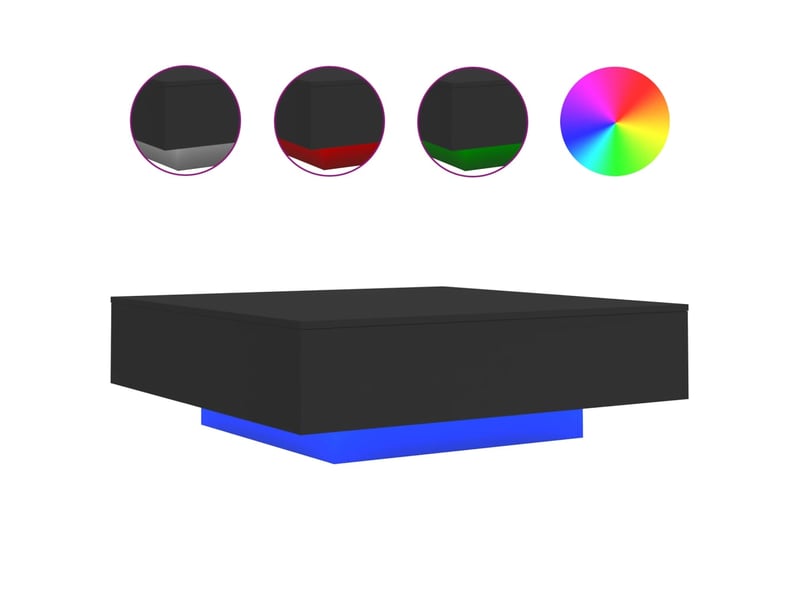  Table basse | table d'appoint salon avec lumières led noir 100x100x31 cm  - Conforama A