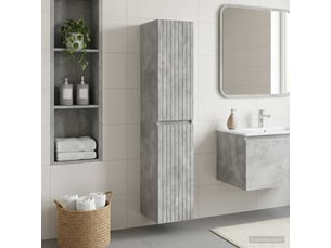 Cabinet salle de bain mural, meuble de rangement gris béton 33x34.5x160 cm shl3394