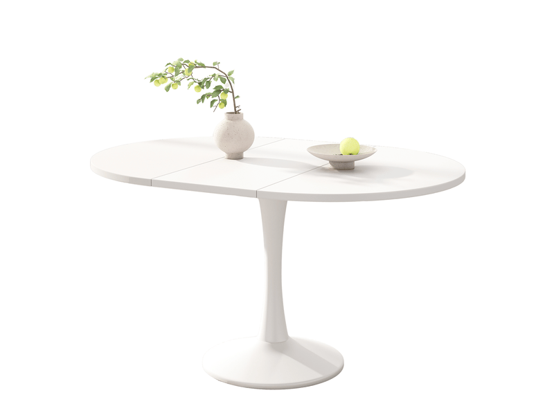  Table à manger extensible ovale 100140 x 100 x 75 cm, mdf et fer, blanche  - Conforama A
