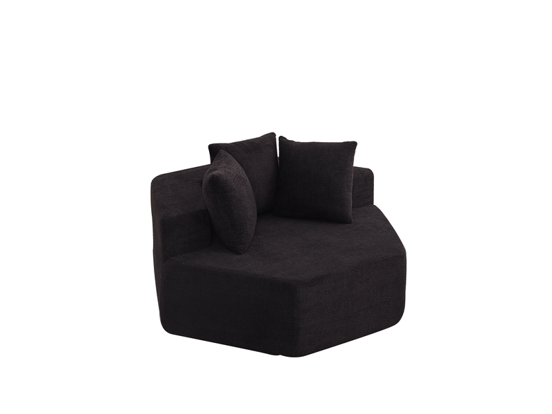  Fauteuil modulable compressé hexagonal souple, noir, tissu en chenille, 1 place assise, style moderne  - Conforama A