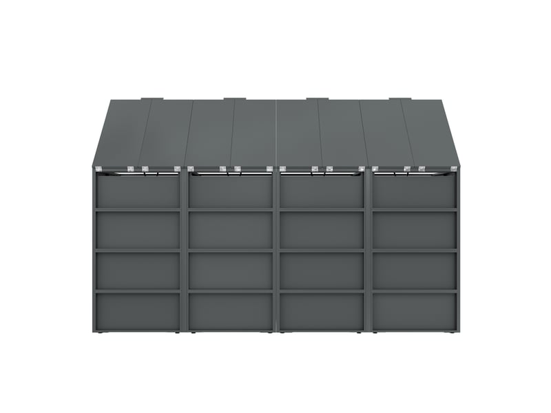  Abri poubelles extérieur à quatre compartiments, acier galvanisé effet bois  - Conforama C