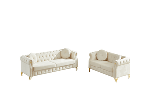 Canapé droit compressé fixe MODFU  2 places Velours beige